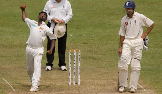 Sri Lanka’s Muttiah Muralitharan bowls at the Sinhalese Sports Club Ground, Colombo
