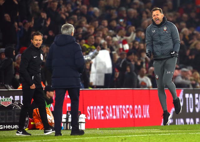 Southampton manager Ralph Hasenhuttl celebrated the victory at full-time 