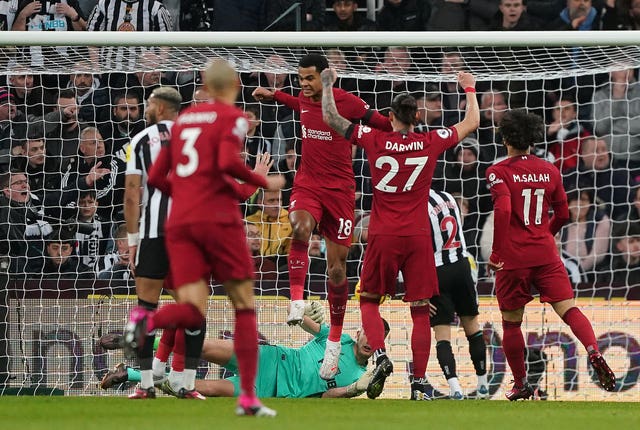 Cody Gakpo (centre) celebrates