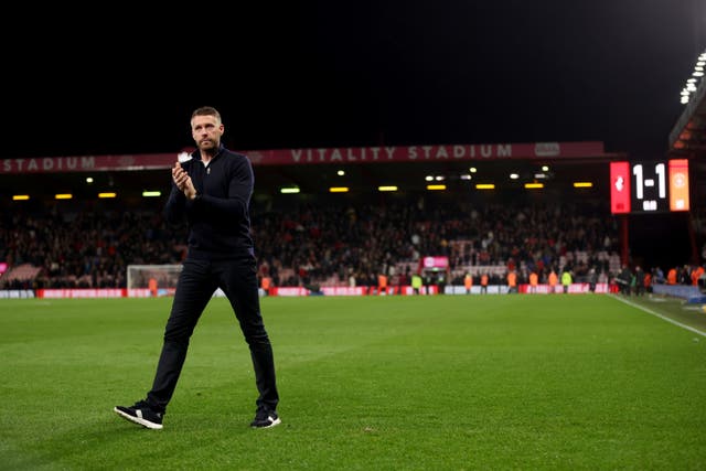 Luton manager Rob Edwards thanks the fans