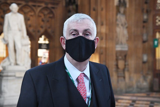Commons Speaker Sir Lindsay Hoyle wearing a mask  (UK Parliament/Jessica Taylor/PA)