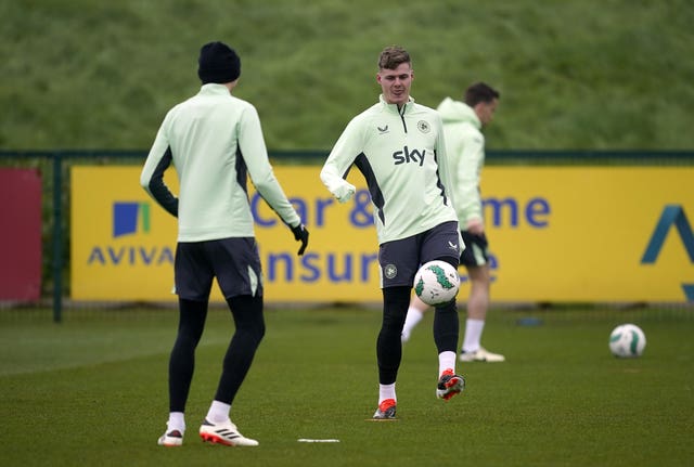 Evan Ferguson from the Republic of Ireland during a training session