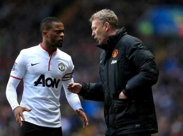 David Moyes, right, worked alongside Patrice Evra at Manchester United