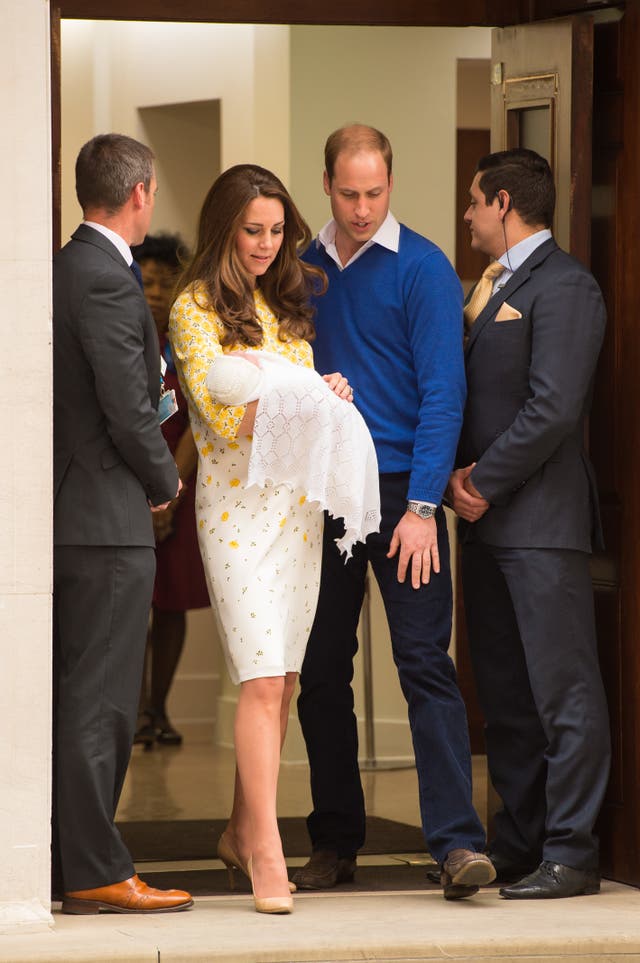 The Duke and Duchess of Cambridge leave the Lindo Wing just hours after the birth of Princess Charlotte (Dominic Lipinski/PA)