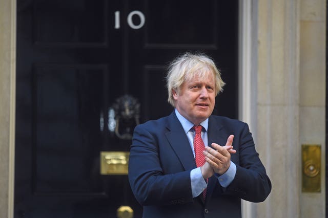 Prime Minister Boris Johnson joins in the Clap for Carers (Kirsty O'Connor/PA) 