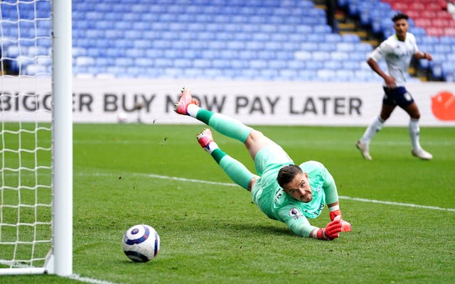 Jack Butland is beaten by John McGinn’s precise low shot for Aston Villa''s opener