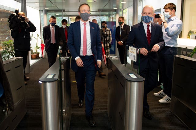 Matt Hancock arrives at the launch of the Vaccine Centre of Excellence at the University of Bristol