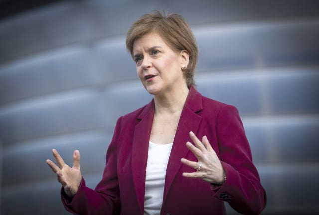Nicola Sturgeon speaking outside the SSE Hydro, Glasgow
