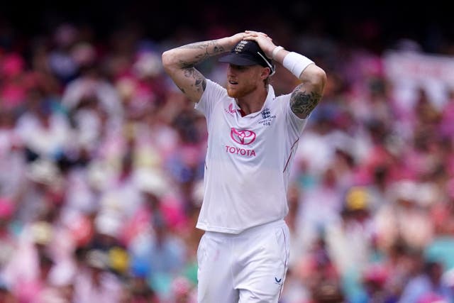 Ben Stokes holds his head during the final game of the 2025/26 Ashes.