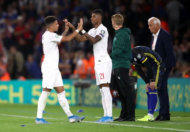 Jadon Sancho (left) and Marcus Rashford are competing for a berth alongside Harry Kane and Raheem Sterling