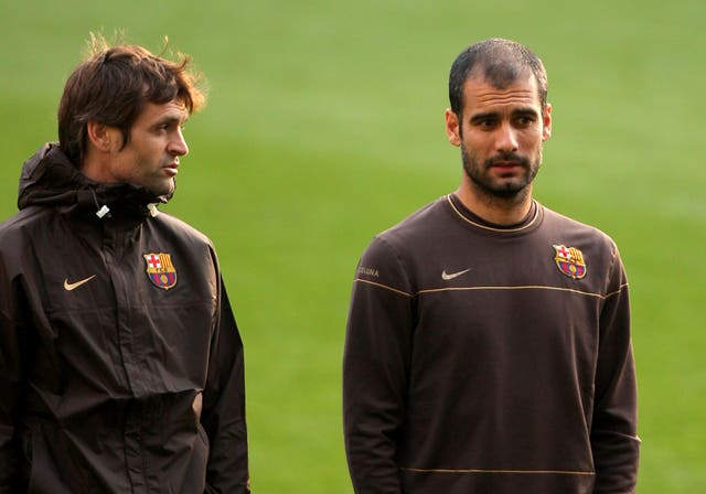 Manchester City boss Pep Guardiola (right) took charge at Barcelona in 2008 (Nick Potts/PA).