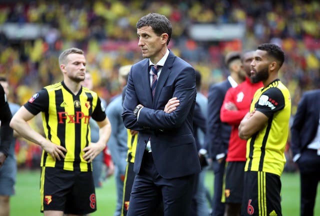 Watford manager Javi Gracia appears dejected after the final whistle 