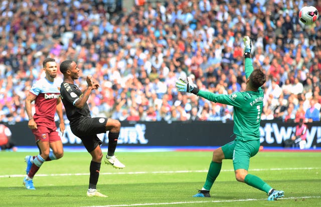 Raheem Sterling scored a hat-trick for Manchester City as they won 5-0 at the London Stadium