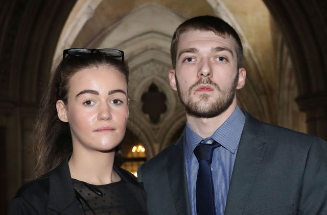 Alfie's parents, Kate James and Tom Evans, are asking the European Court of Human Rights to hear their case (Philip Toscano/PA)