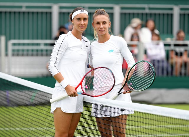 Anhelina Kalinina, left, and Lesia Tsurenko, right, were united in playing for Ukraine