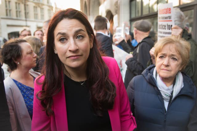 Labour MPs Luciana Berger and Margaret Hodge outside the hearing (Stefan Rousseau/PA)