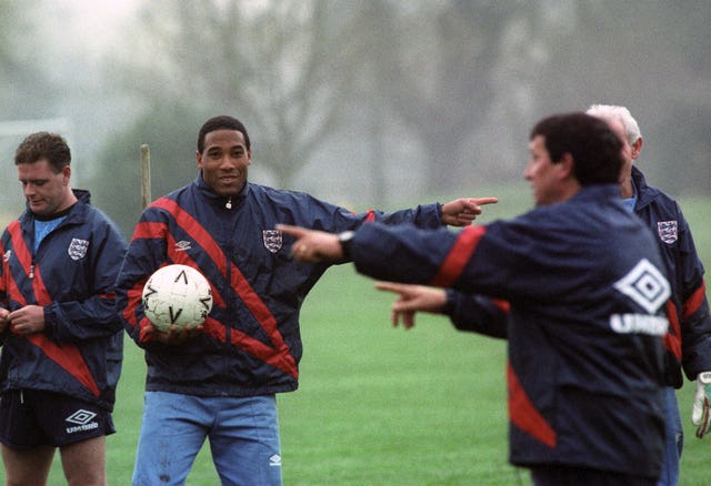 John Barnes (centre) won 79 caps for England between 1983 and 1995.