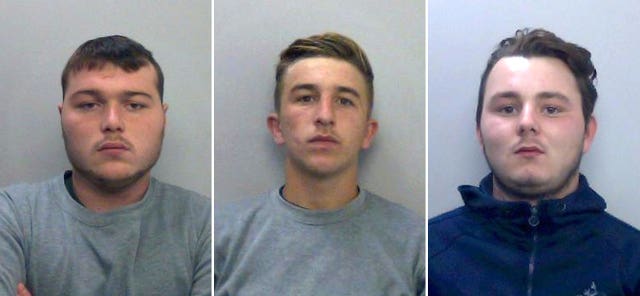 (Left to right), Henry Long, 19, Jessie Cole and Albert Bowers, both 18