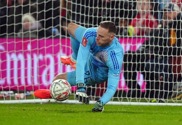 Nottingham Forest goalkeeper Matz Sels saves a penalty