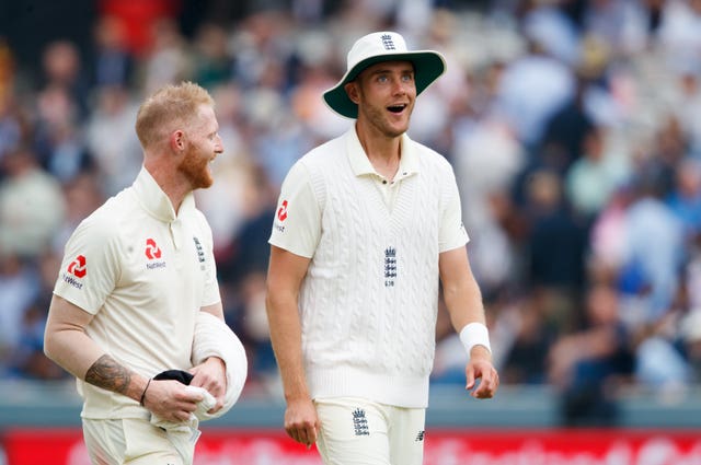 Ben Stokes (left) got the better of England team-mate Stuart Broad