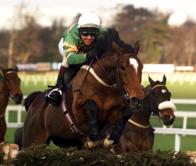 Istabraq and Charlie Swan on their way to Irish Champion Hurdle glory