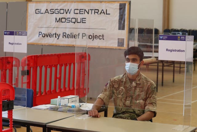 Soldier at testing centre