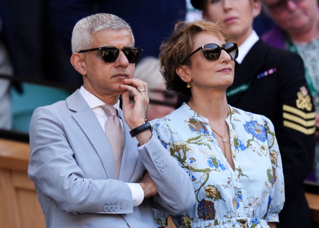 Sir Sadiq Khan standing in the royal box at Wimbledon