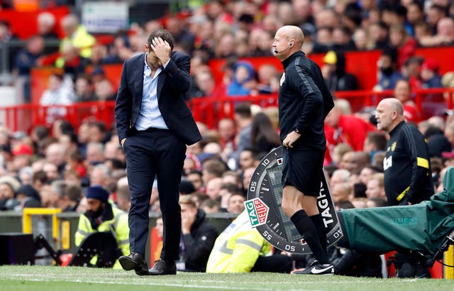 Chelsea manager Frank Lampard during his 4-0 defeat to Manchester United 
