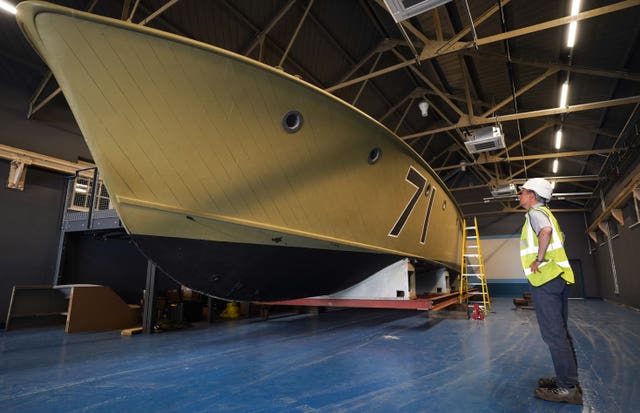 The historic Second World War Motor Torpedo Boat MTB 71 at the National Museum of the Royal Navy’s Explosion Museum