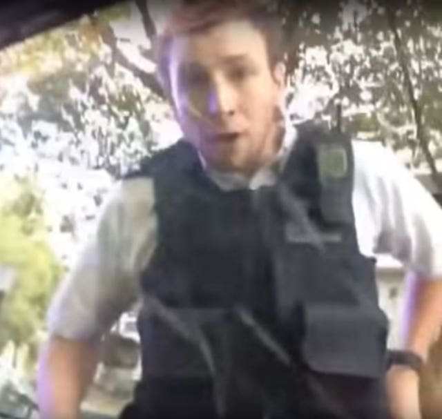 Still taken from video issued by Leon Fontana of police officer Joshua Savage