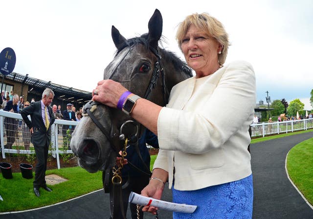 Jessica Harrington with Alpha Centauri after her victory in the Irish 1,000 Guineas