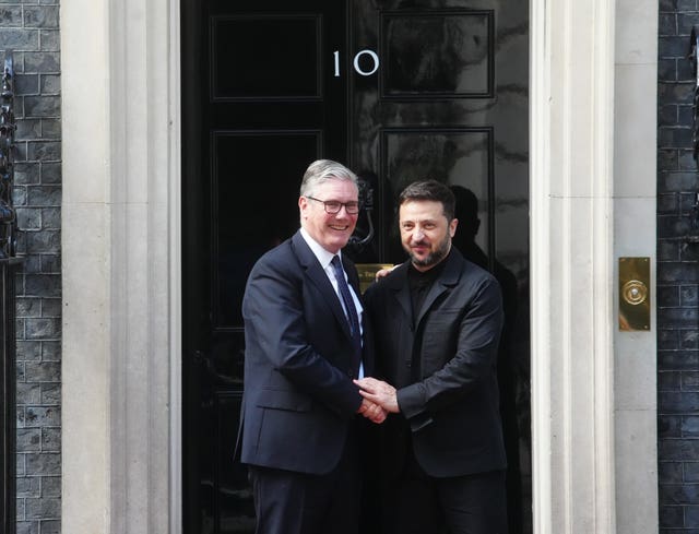 Sir Keir Starmer and Ukrainian President Volodymyr Zelensky outside 10 Downing Street