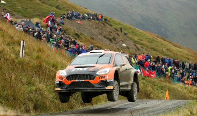 Japan's Takamoto Katsuta and Great Britain's Daniel Barritt during the Wales Rally GB