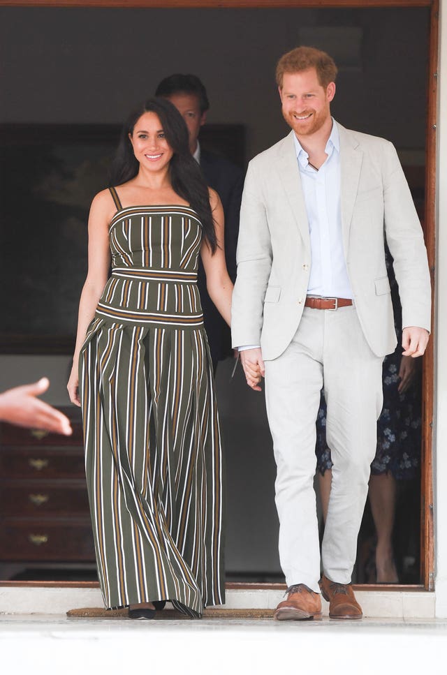 The Duke and Duchess of Sussex at a reception at the High Commissioner's Residence in Cape Town, on day two of their tour of Africa.
