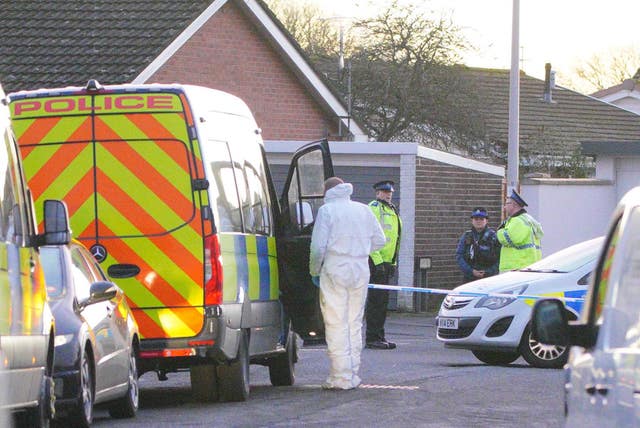 Forensic officers near the scene in Lime Close, in the Mead Vale area of Weston-super-Mare