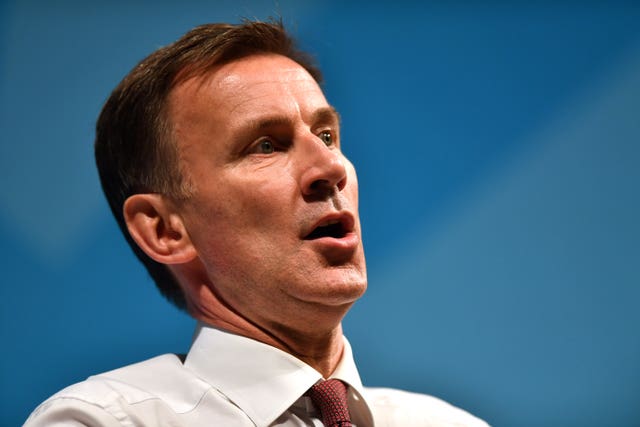 Former health secretary Jeremy Hunt criticised the Government's approach (Jacob King/PA)