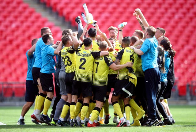 Harrogate Town won promotion to the Football League after just two seasons in the National League