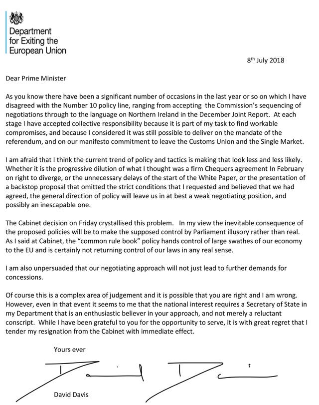 David Davis resignation