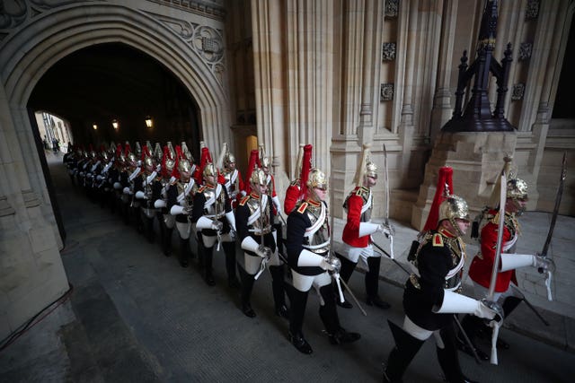 Members of the Household Cavalry arrive
