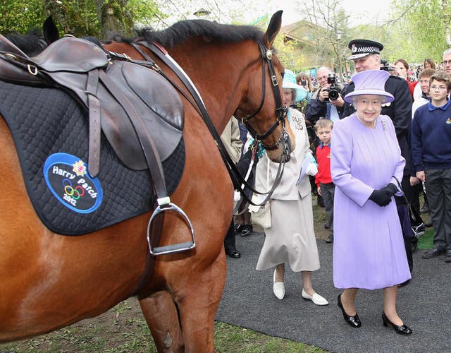 The Queen meets a Police Horse called Harry Patch during her last visit to Somerset (Chris Jackson/PA).