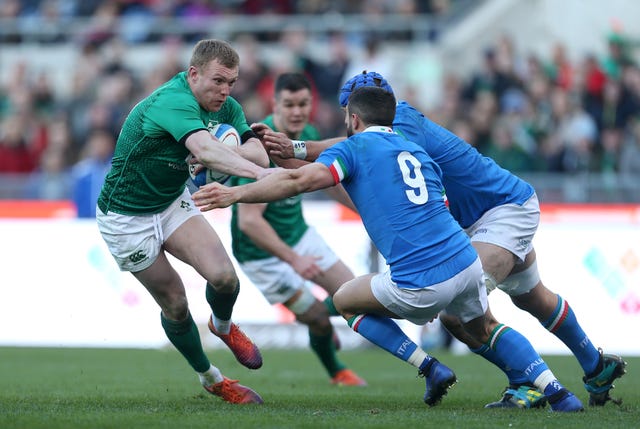 Keith Earls in action during the clash with Italy