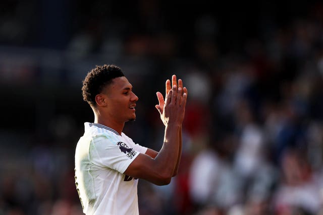 Aston Villa’s Ollie Watkins applauds the fans