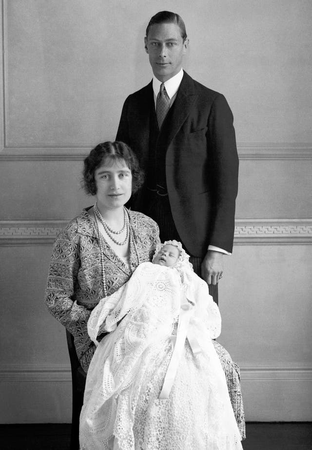 The then-Duke and Duchess of York with their baby daughter Princess Elizabeth, the future Queen Elizabeth II