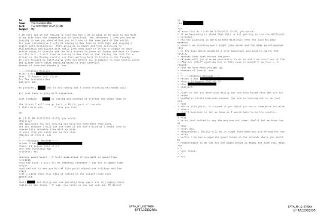 An email sent by someone titled 'The Invisible Man' in August 2002