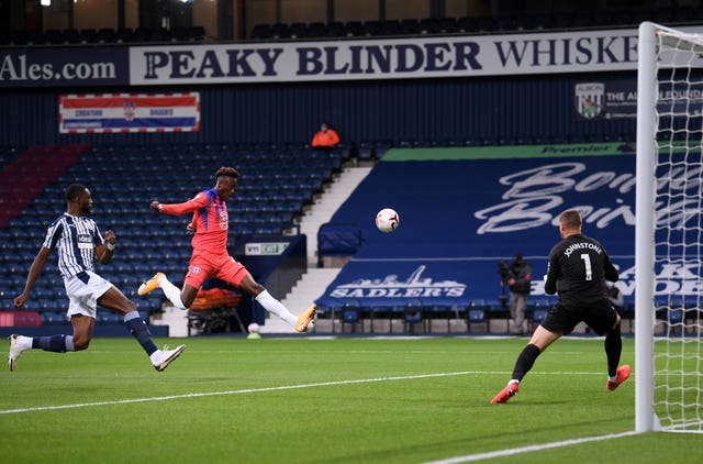 Tammy Abraham attempts a shot on goal against West Brom