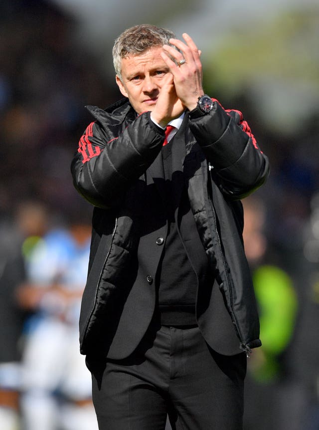 Solskjaer applauds the fans after the game