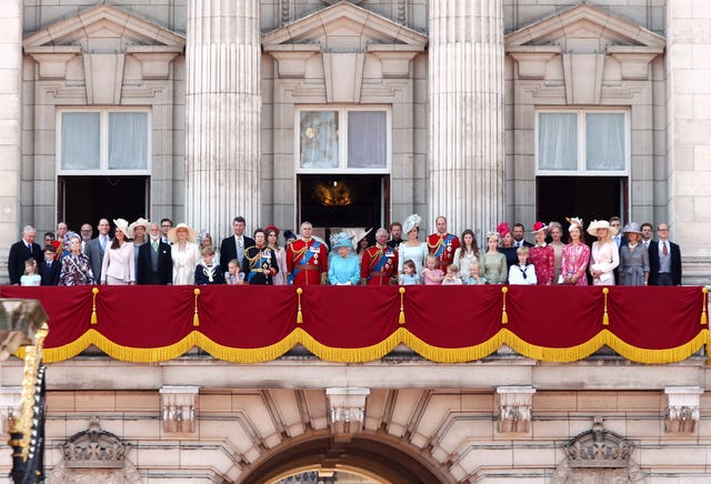 Members of the royal family on the Buckingham Palace balcony