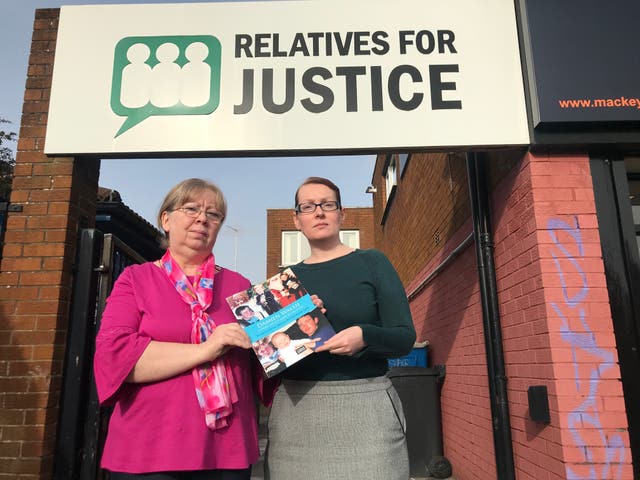 Marian Walsh with Relatives For Justice case worker Mary McCallan