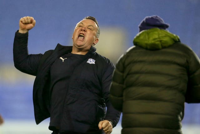 Micky Mellon's Tranmere entered the suspension on a three-game winning run (Richard Sellers/PA).