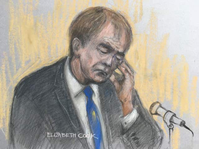 Court artist sketch of Sir Cliff Richard as he gives evidence (Elizabeth Cook/PA)